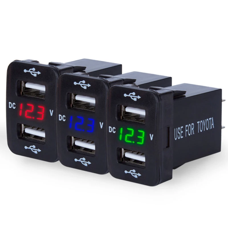 Adapter USB Charger Truck Plastic+Metal Black For Toyota Corolla Accessories Replacement 2 in 1 Replaces