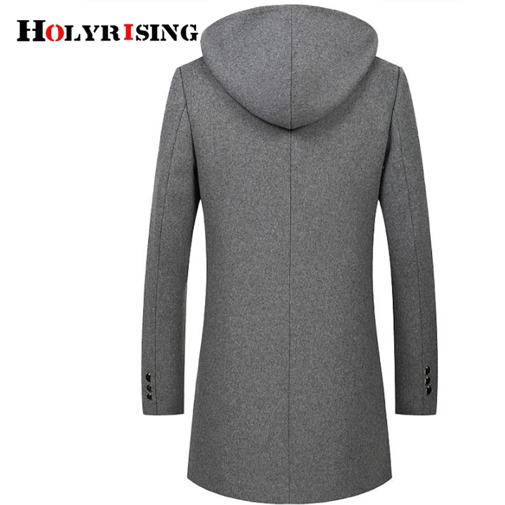 Holyrising, мужское шерстяное пальто с капюшоном, зимнее, британский стиль, мужское шерстяное пальто, дизайн, на молнии, высокое качество, с капюшоном, шерстяное пальто для мужчин, 19043-5