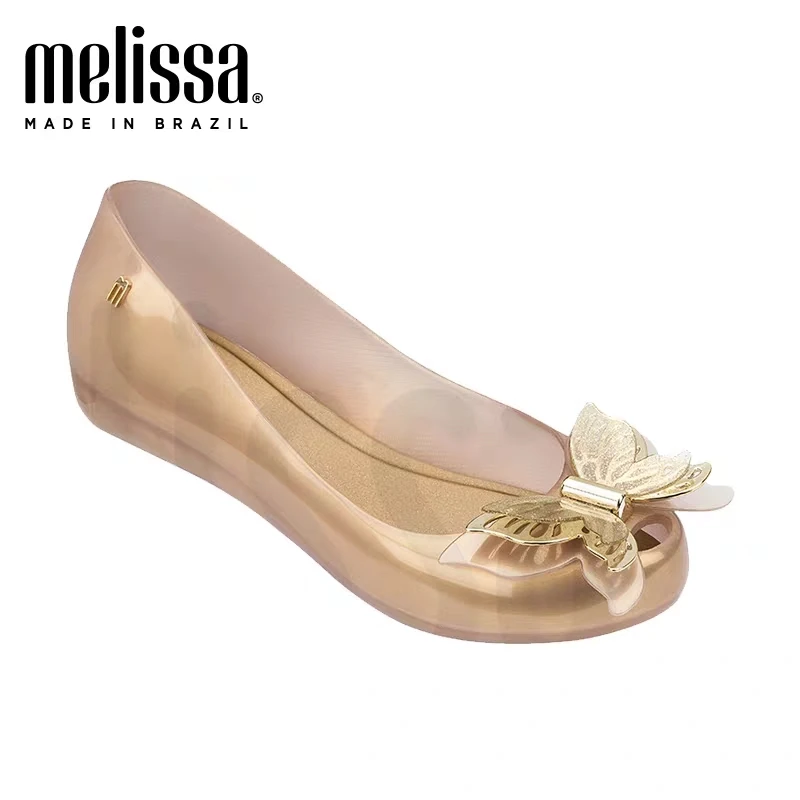 Melissa/обувь; Новинка года; женские сандалии на плоской подошве; Брендовая обувь melissa для женщин; прозрачные сандалии; женская прозрачная обувь - Цвет: Золотой