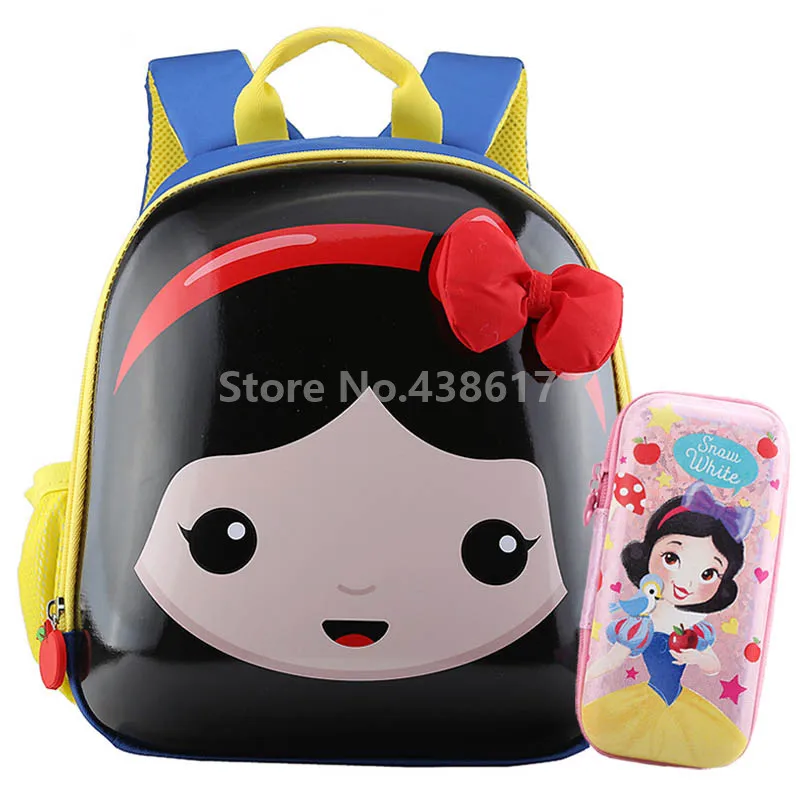 

Snow White Princess Anti-lost Hard Shell Backpack With Pencil Case Set Bags for Kids Toddler Kindergarten Preschool School Bag