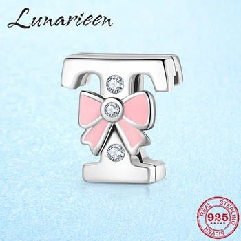 

New 925 Sterling Silver Letter T Alphabet Beads Clip Beads Fit Reflection Charms Bracelet For Women Jewelry Making