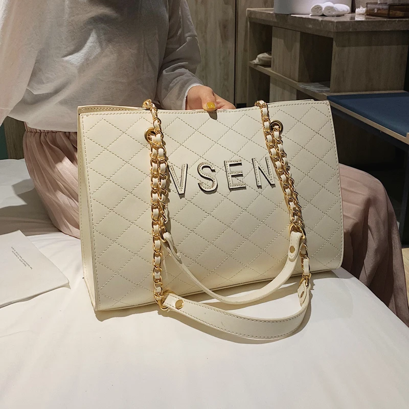 

Elegant Female Large Tote Bag 2019 Fashion New High Quality PU Leather Women's Designer Handbag Chain Shoulder Messenger bag
