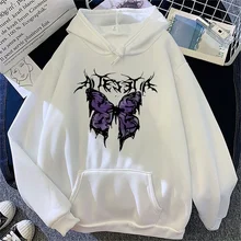 

2022 New Style Butterfly Skull Print Hooded Autumn And East Season Men And Women Hip-Hop Ioose Sweater Coat Material Polyester