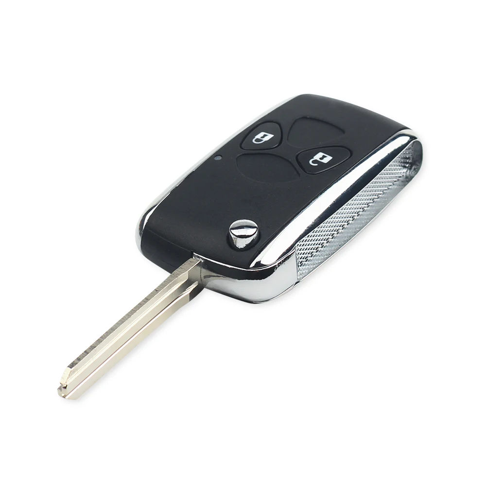 Чехол для ключей KEYYOU с 2 кнопками для Toyota Camry Corolla Yaris, echo Prado Hilux, блестящая металлическая рамка TOY43