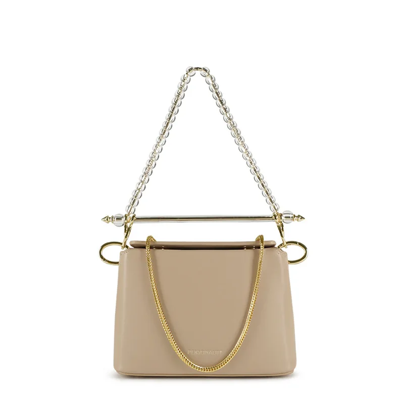

Women Bag Bead Chain Metal Square Shoulder Bag New Designer Handbag High Quality Genuine Leather Crossbody Bag For Ladies GBG43
