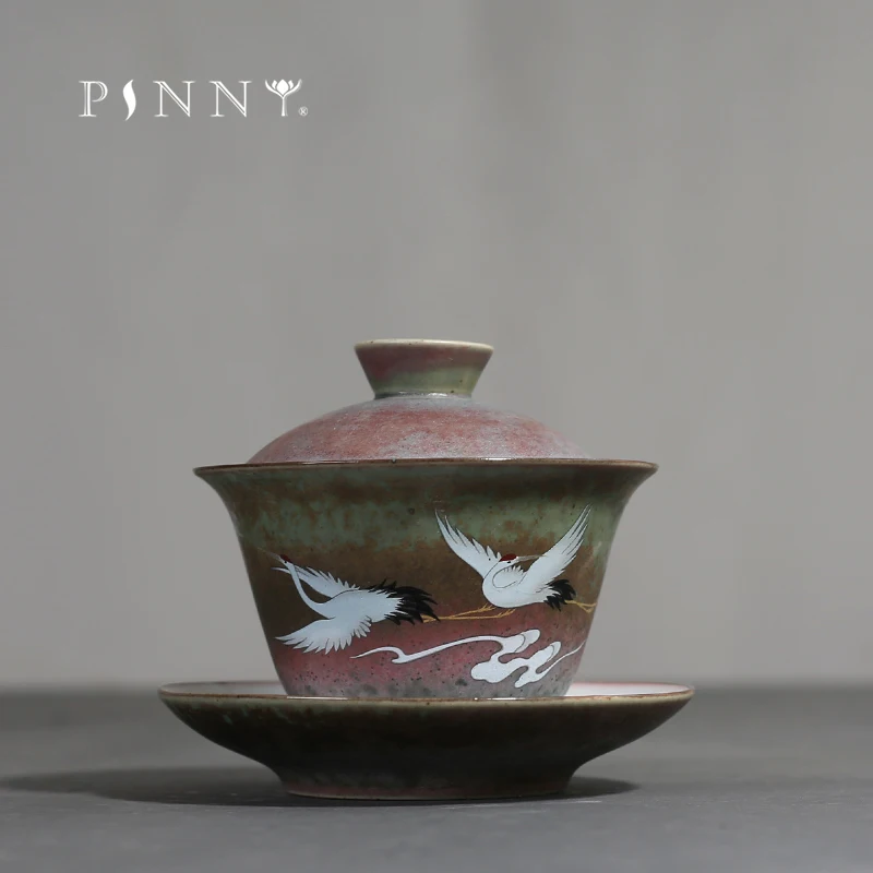 PINNY 140 мл керамическая Klin Crane Gaiwan Ретро кунг-фу чаша для чая домашняя Античная