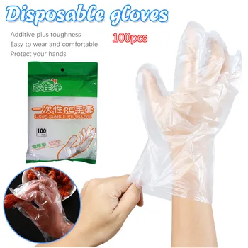 

Hot Portable Plastic Clear Disposable Gloves Garden Restaurant Home Food Baking Tool Multi-functional Gloves Universal new