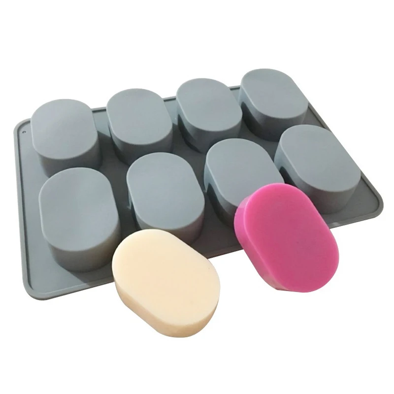 8 Cavity 6.5cm Oval Silicone Soap Mold for Handmade Craft DIY Soap Making Tools Molds Food Grade Silicone Form Loaf Mould