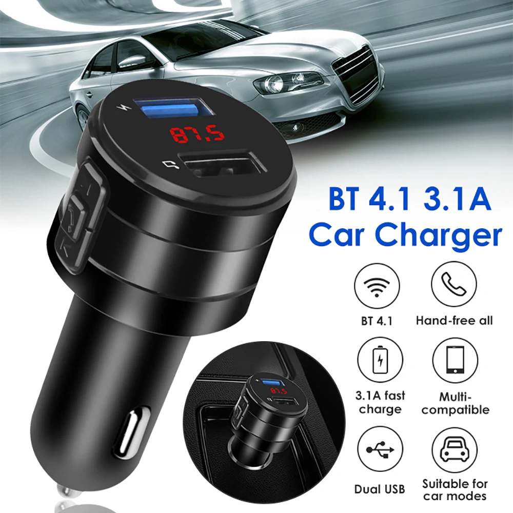 VicTsing FM Bluetooth Transmitter Car 3.1A Wireless AUX Transmitter Receiver MP3 Music Player Car Kit Radio Adapter Hands-Free (3)
