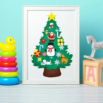 

DIY Felt Christmas Tree Pendants Wall Hanging Decoration Stickers Xmas Ornaments Children Gift for Home Christmas Decoration