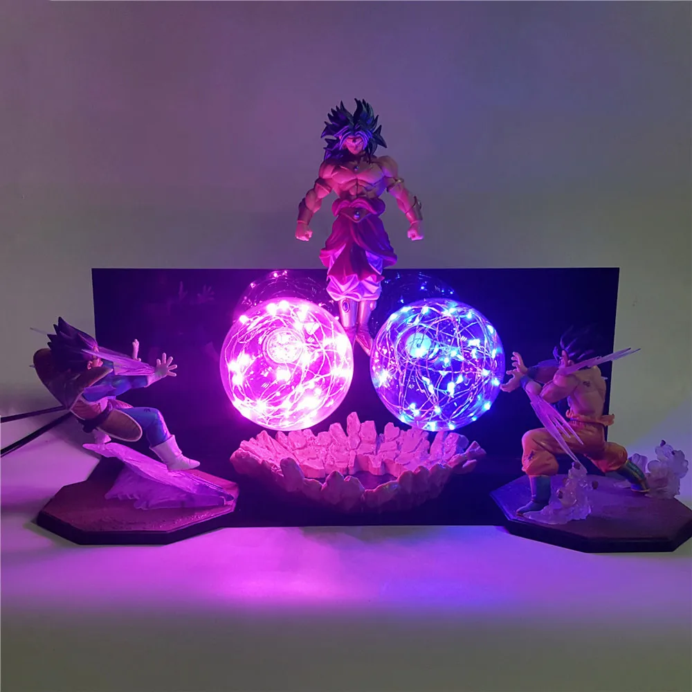 Настольная лампа Dragon Ball Z Goku Vegeta VS Broly ночные светильники 3D светодиодный DIY Набор Супер Saiyan фигурки освещение Lampara Рождественский подарок