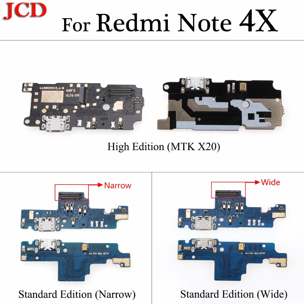 JCD usb зарядный порт док разъем плата для зарядки гибкий кабель с микрофоном для Xiaomi для Redmi Note 4x/MTK X20