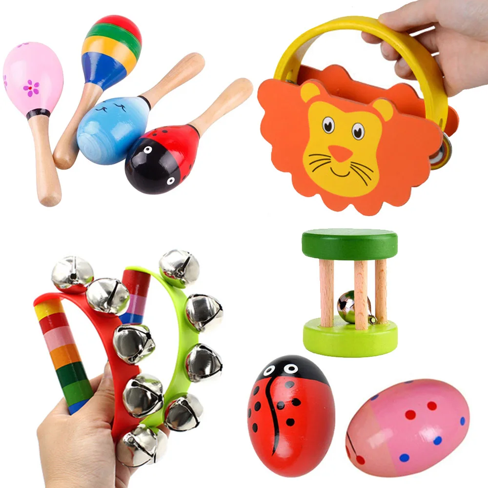Детские музыкальные инструменты погремушка-колокольчик деревянные детские