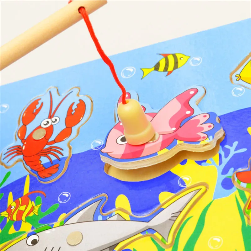 Board Game Jigsaw-Puzzle Fish-Magnet-Toy Wooden Educational Child Outdoor Fun for Gift