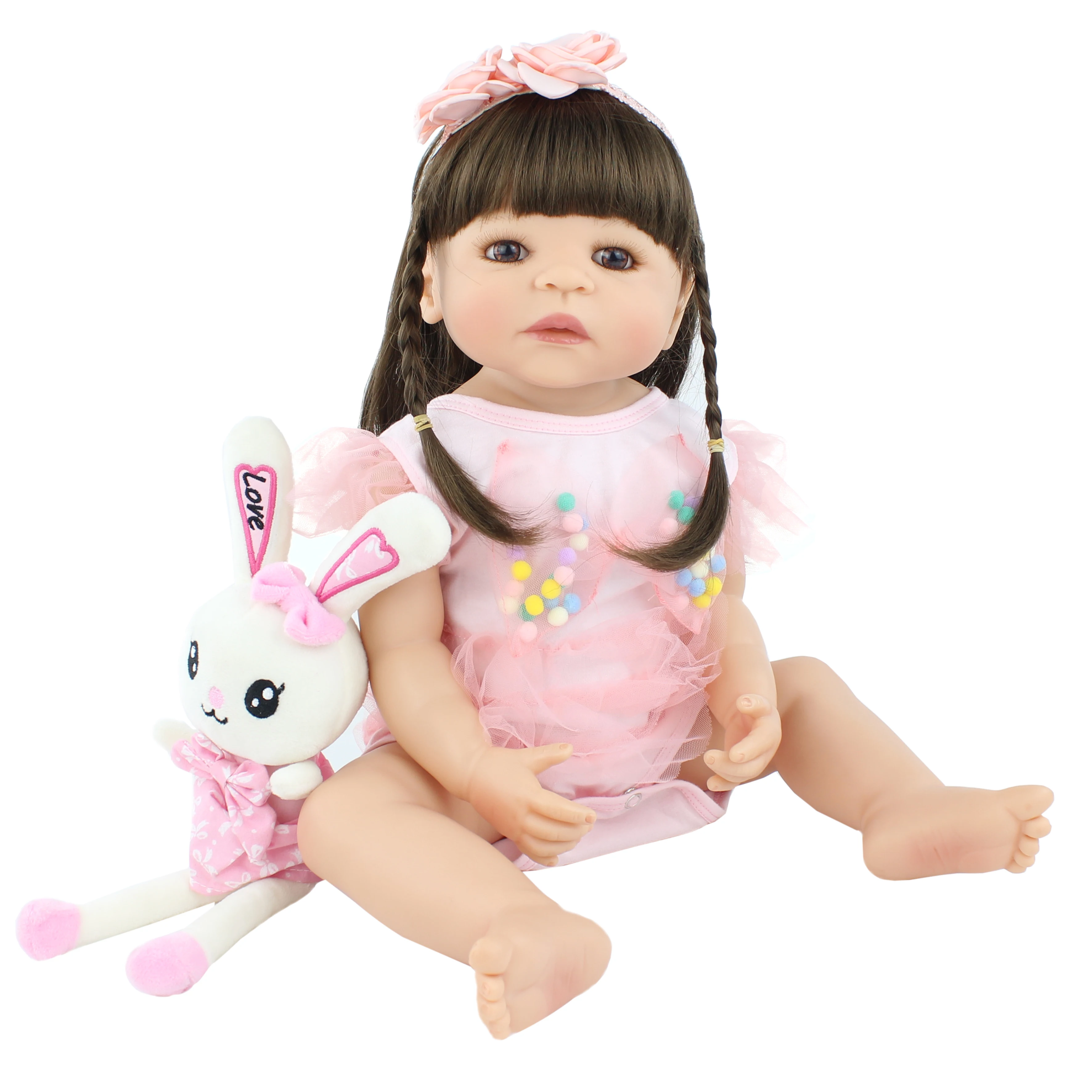 55cm Full Silicone Reborn Baby Doll Toy For Girl Boneca Vinyl Newborn Babies Princess Toddler Bebe Alive Kid Birthday Xmas Gift | Игрушки и