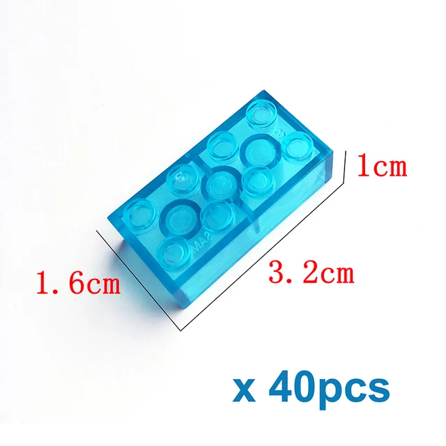 40pcs DIY Building Blocks Thick Figures Bricks 2x4 Dots Educational Creative Size Compatible With 3001 Plastic Toys for Children Transparent 40pcs
