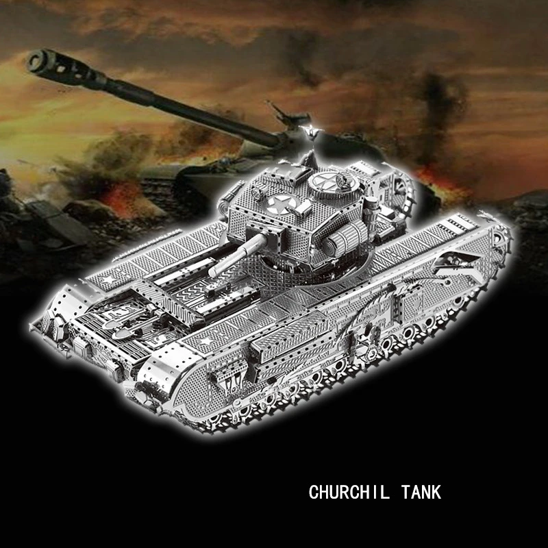 Металлические 3D пазлы Черчилль танк наборы военных моделей сделай сам лазерная