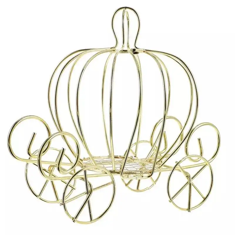 Wedding Carriage Golden Wrought Iron Candy Box Pumpkin Car Metal Tin |