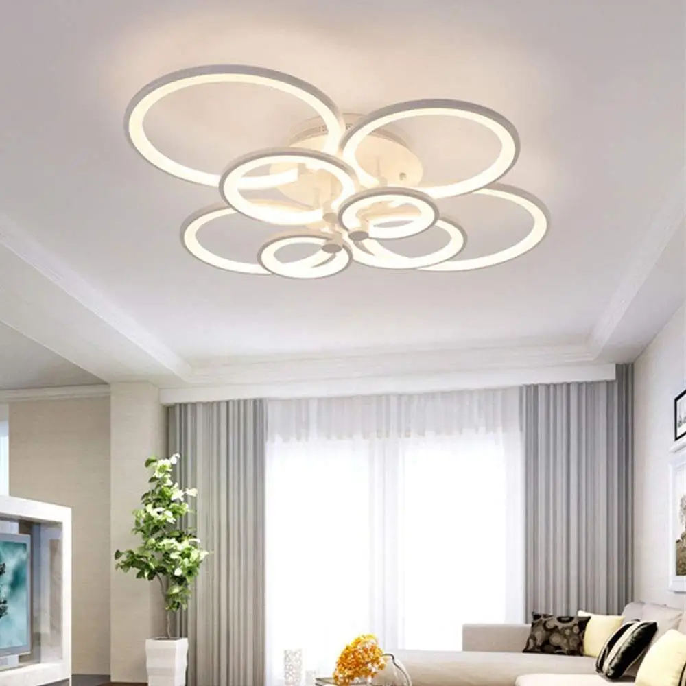 

Modern Ceiling Light Dimmable Contemporary LED Chandeliers Circle Remote Control Pendant Lighting Fixture for Living Dining Room