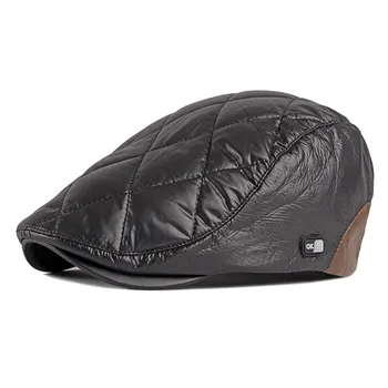 

Peaked cap men's autumn and winter new plus velvet warm cotton hat British retro art beret female forward hat
