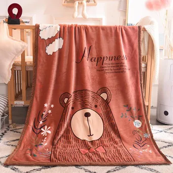 

Cloud bear flannel children blanket double thickening children cloud blanket brown cartoon blanket free shipping