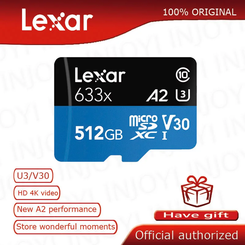 Lexar microSDXC Высокопроизводительные 633x UHS-I карты памяти 512 Гб micro sd Макс 100 м/с класс 10 A2 3D 4K флэш tf карта