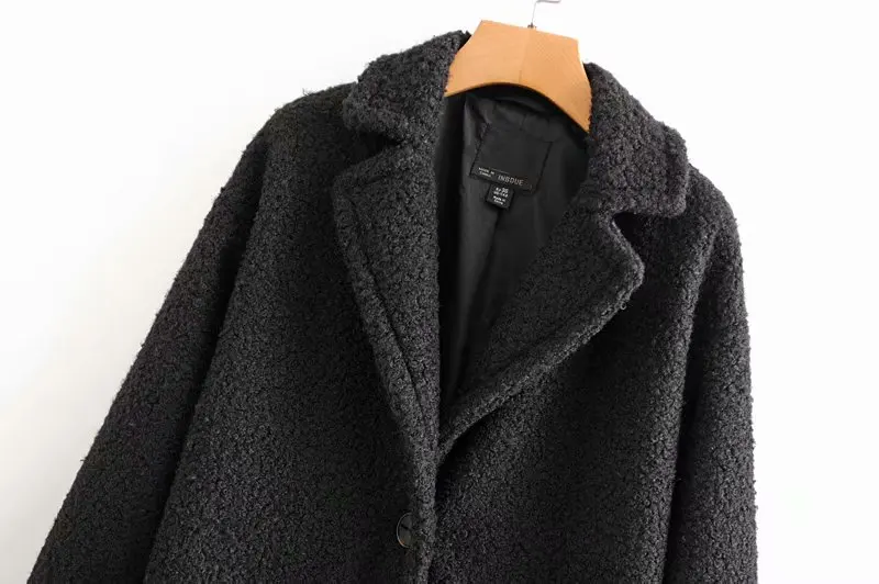 Зимнее женское Шерстяное Пальто, женское длинное пальто, уличная одежда с длинным рукавом, теплое плюшевое пальто, Корейская нагрудная однобортная одежда оверсайз