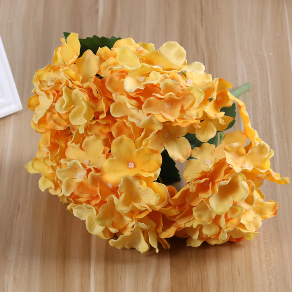 5 головок Искусственные Шелковые цветки гортензии со стеблями для свадьбы декоративные искусственные цветы для дома вечерние принадлежности для детского душа - Цвет: Orange
