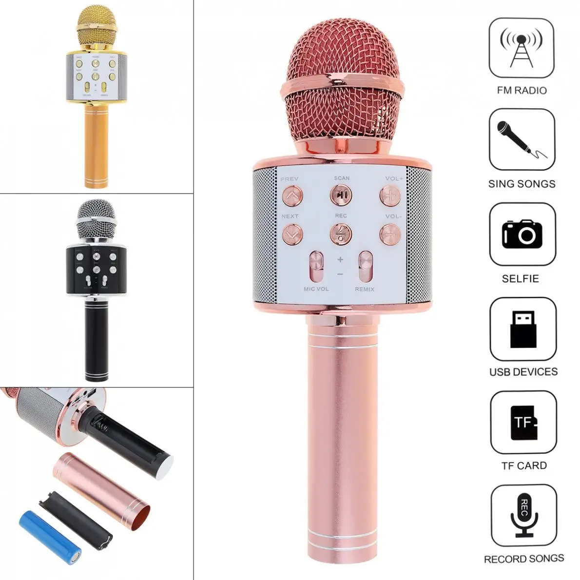 

Bluetooth Wireless Handheld Microphone Hifi Speaker with Multifunction for Meeting / Classroom / Karaoke / KTV / Recorder