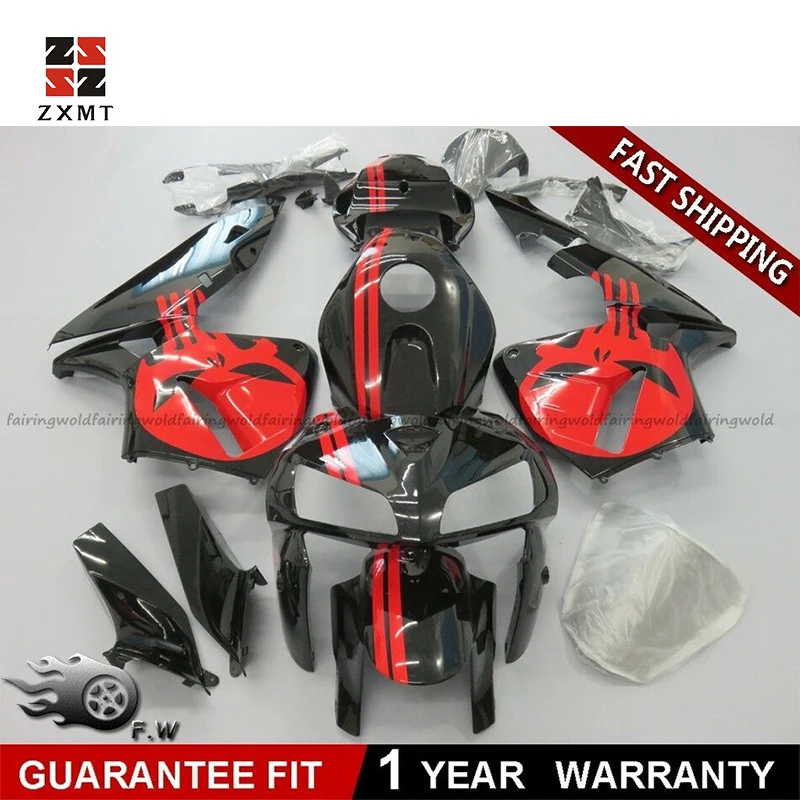 ZXMOTO ABS обтекатель комплект для Honda CBR600RR 2005-2006 ABS впрыска мотоцикла гоночных обтекателей черный и красный Западный кузов