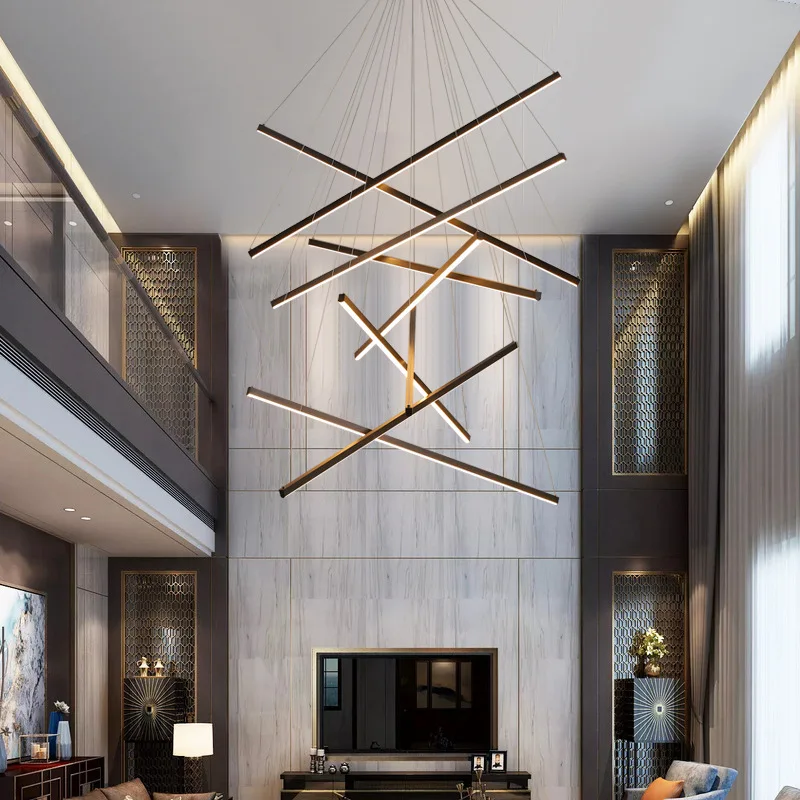 Modern LED Stair lamp Aluminum Ceiling Chandelier for duplex building room decor highrise Living room long line lamp home decoration led chandelier ceiling chandelier