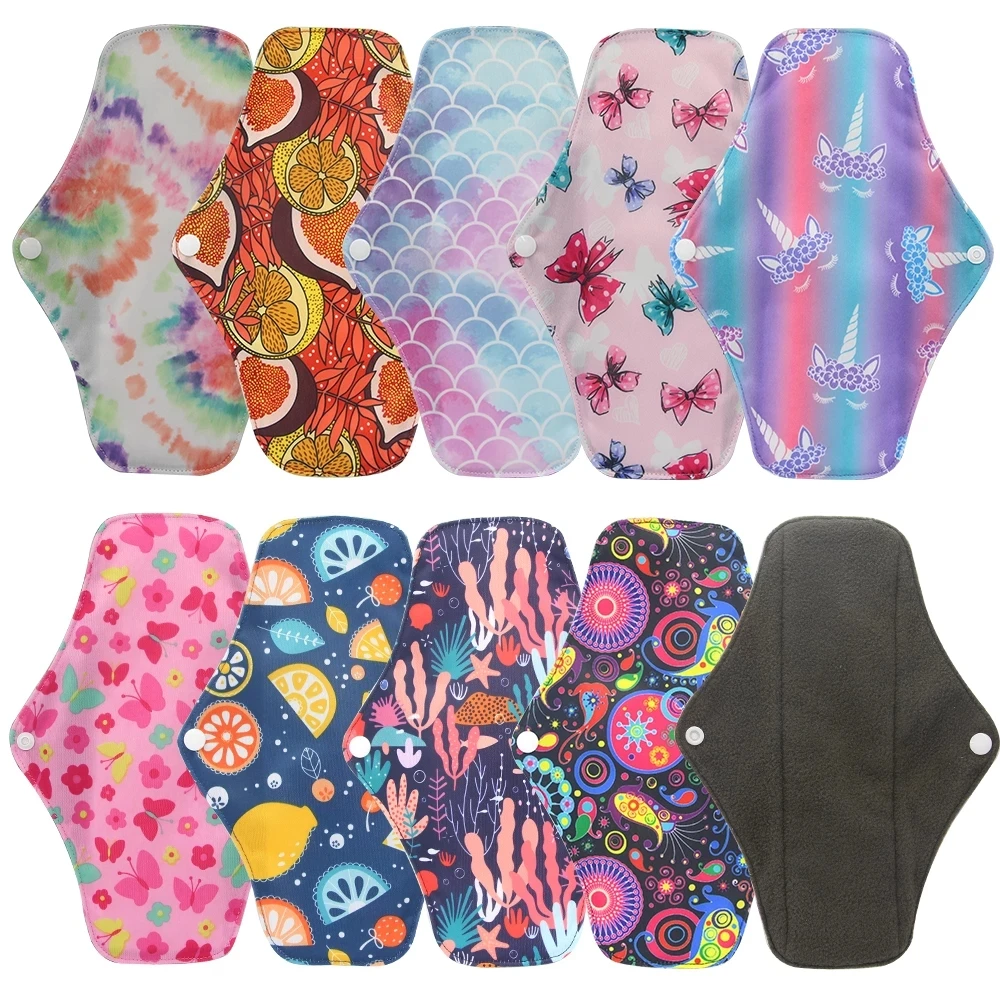 Feminine Reusable Washable Bamboo Towels Charcoal Cloth Sanitary pads Sanitary Napkin Menstrual Panties Pads for Menstruation Liners