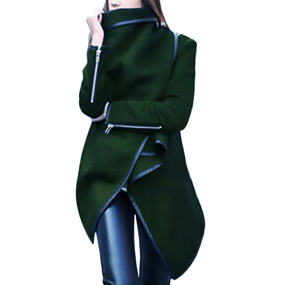 Женские куртки зима Женское пальто размера плюс теплое длинное теплое пальто с необычным бантом на молнии с рукавами Шерстяная Куртка парка ветровка - Цвет: Army green