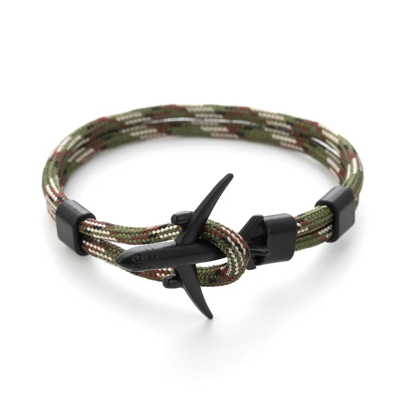 Summer Hot Boeing Airplane Anchor Bracelet Men Nylon Rope Chain Charm Bracelets For Women Survival Aviation Style Sport Bracelet