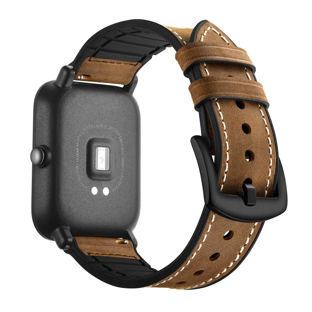 YHNUJM кожа+ Силиконовый ремешок для Huami Amazfit Bip Молодежные часы 20 мм ремешок браслет ремешок для часов