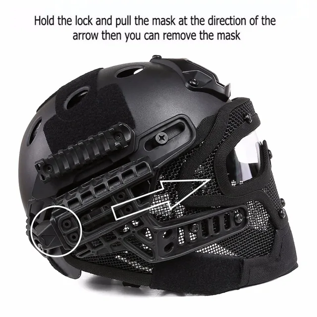 Страйкбол Быстрый Шлем с маской Пейнтбол Полный шлем для лица Военная защитная маска для лица тактическая камуфляжная маска для всего лица