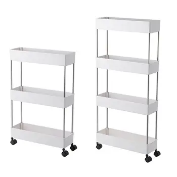 

3 Tier/4 Tier Slim Storage Cart Mobile Shelving Unit Organizer Slide Out Storage Rolling Utility Cart Pantry Tower Rack