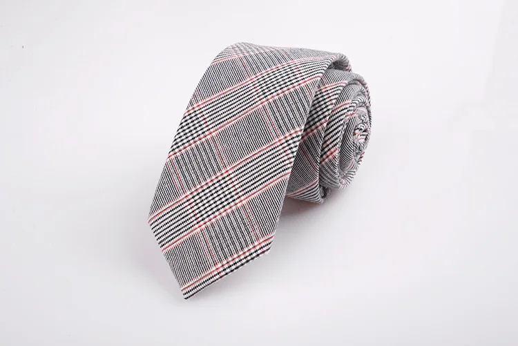 Модный тонкий хлопковый галстук, 6 см, черный, серый, в клетку, в полоску, однотонный, тонкий, льняной галстук, мужской, деловой, Свадебный, для отдыха, на шее, галстуки