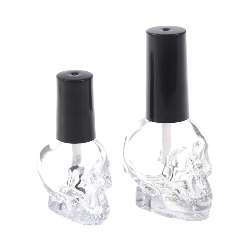 

10ML Empty Cosmetic Container Nail Glass Bottles with Lid Brush Transparent Glass Nail Polish Bottle Jars Empty Skull bottle