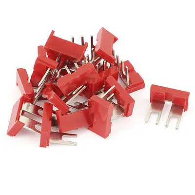 

20Pcs 2 Poles Plug-on Terminal Jumper Block Connector Strip Red