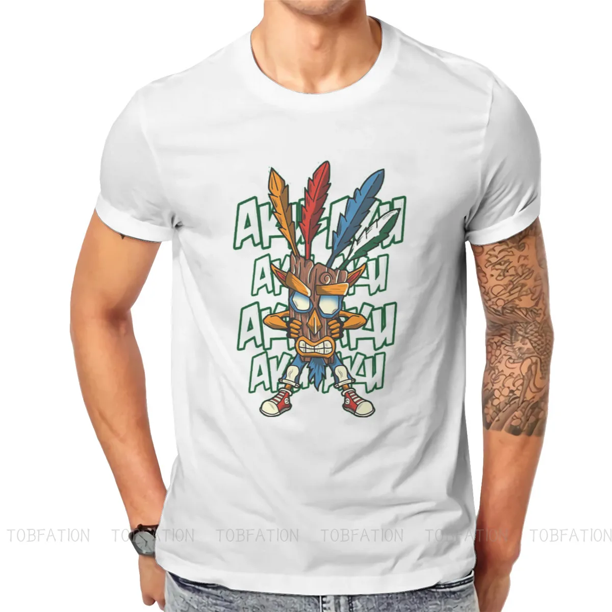 Aku Aku Crash Bandicoot Wolf Videogioco Tshirt Top Cotone O-Collo Oversize T-Shirt Da Uomo Casual Streetwear