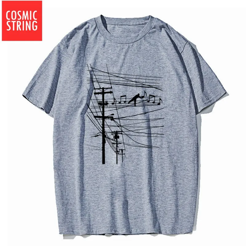 A0104CS-GREY COSMIC STRING, хлопок, короткий рукав, фокус, принт, Мужская футболка, повседневная, свободная, летняя, Мужская футболка, крутая, с круглым вырезом, футболка для мужчин - Цвет: A0104CS-GREY