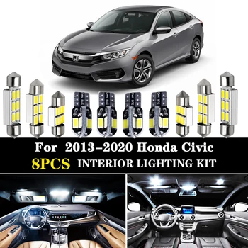

8Pcs Premium Canbus Xenon White LED Lights Interior Package For 2013 - 2018 2019 2020 Honda Civic led interior lights Kit
