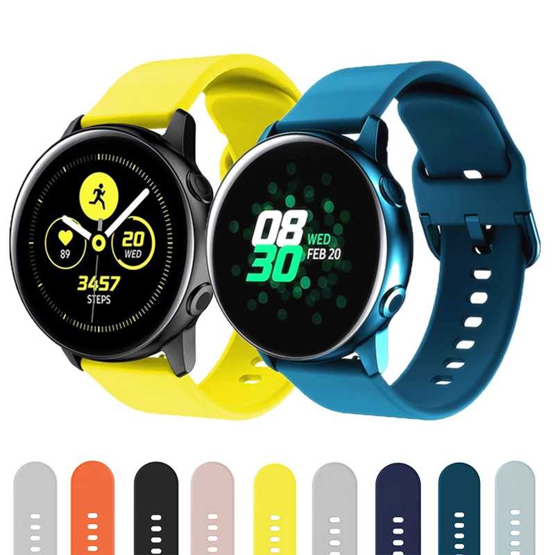 20mm 22mm Watch strap For Samsung Galaxy Active 2 40mm 44mm silicone sport wrist bracelet watchband 42 46mm | Наручные часы