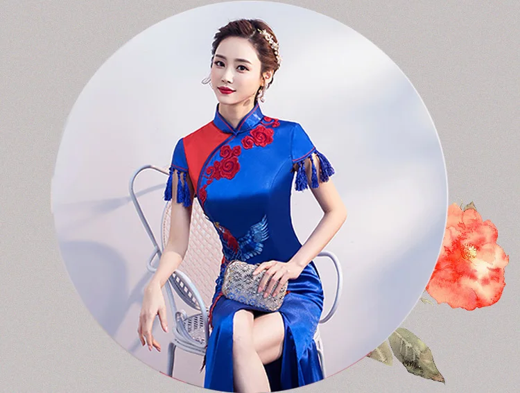 Женское Новое Модное Длинное платье Cheongsam, платье для шоу авто шоу, женское макси платье, сексуальное вечернее платье для банкета