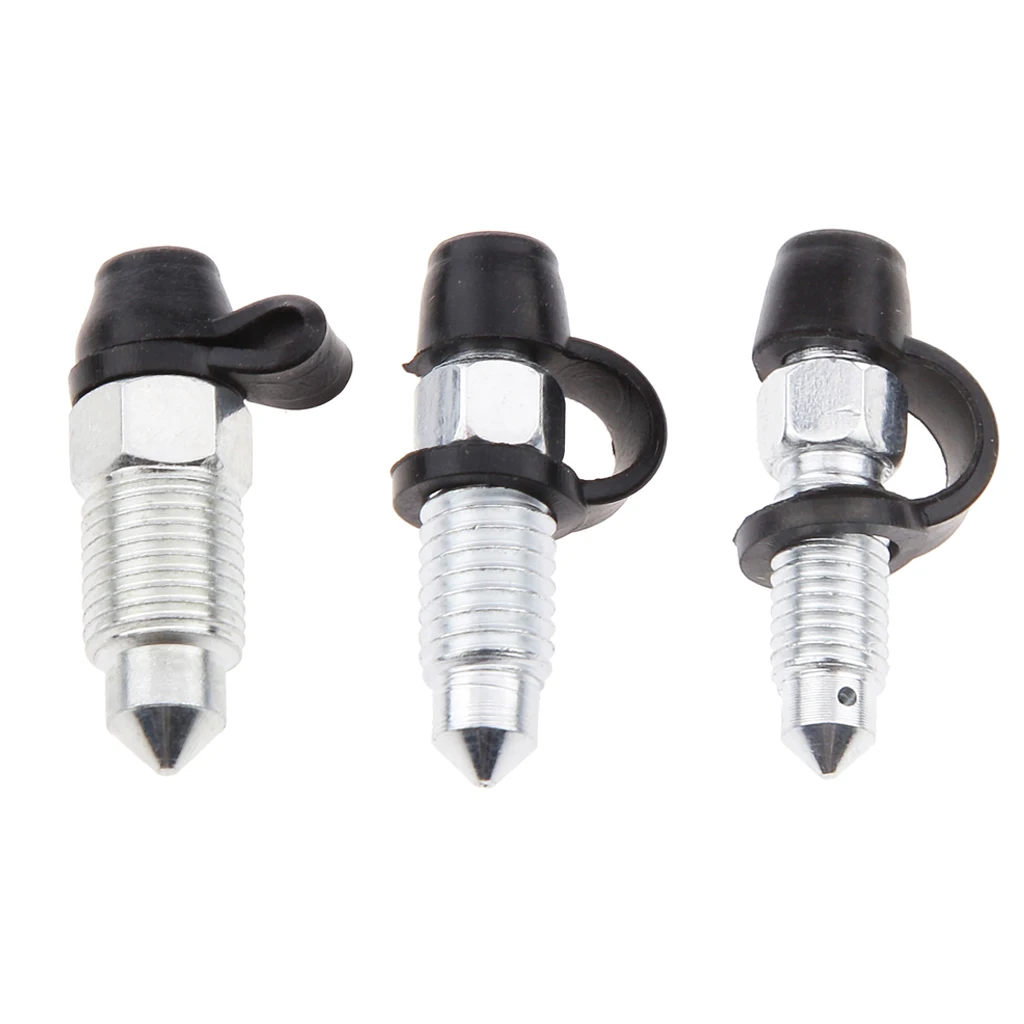 Steel Brake Caliper Bleed Screw Nipple for Motorcycle 3 x brake bleeder screw caps
