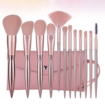 

12 pcs Makeup Brushes Kit Rose Gold Premium Plastic Handle Powder Brush for Women