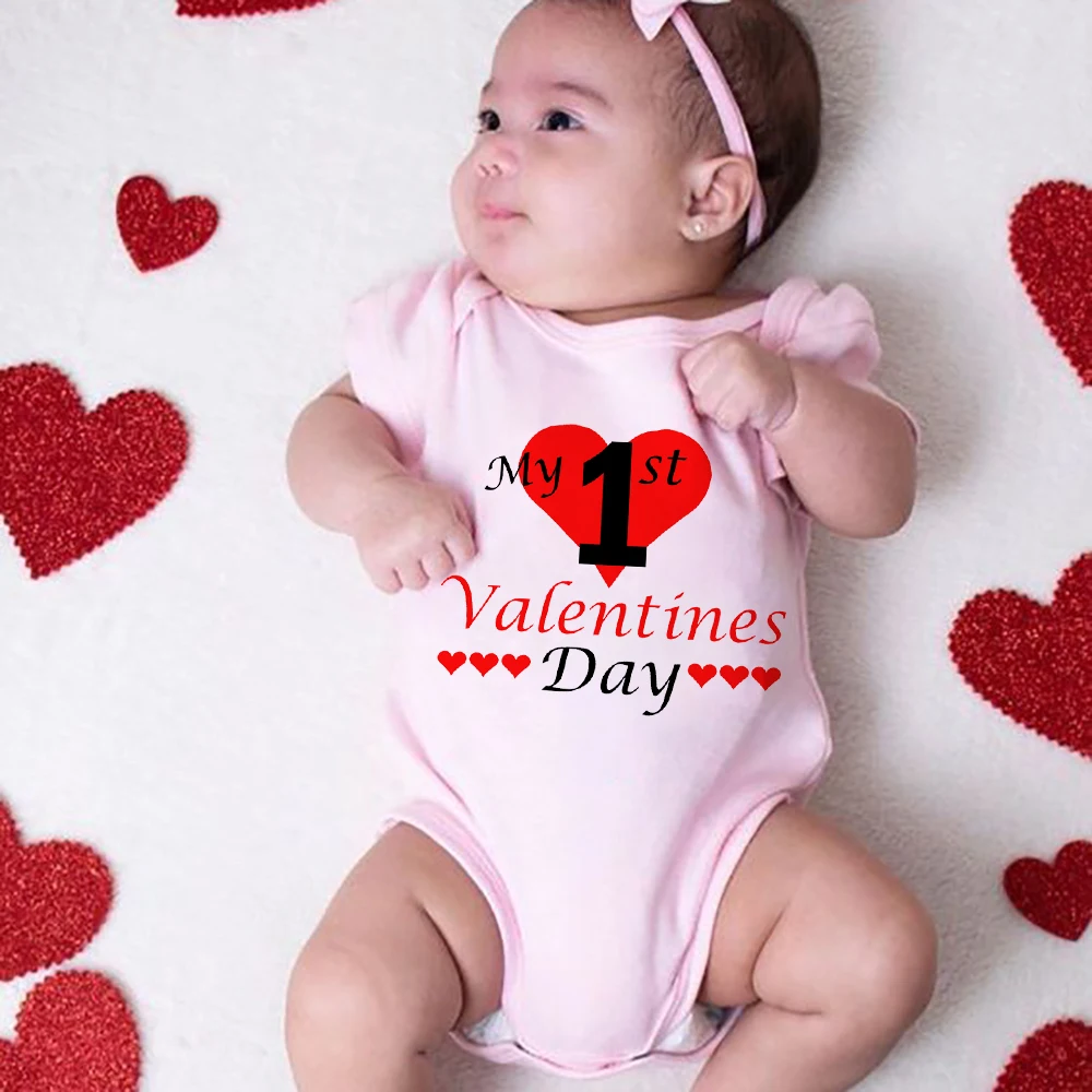 Il Mio Primo San Valentino Stampa Neonato Body Home Party Girls Born Tute Striscianti Completi San Valentino Regali Creativi