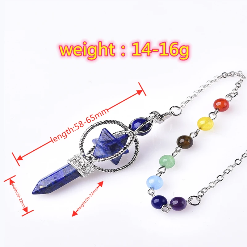 1PC Natural Crystal Small Merkaba Pendulum Pendants Star Class Hexagon Pillar Scepter Reiki Healing Stone Men Women Jewelry Gift 3
