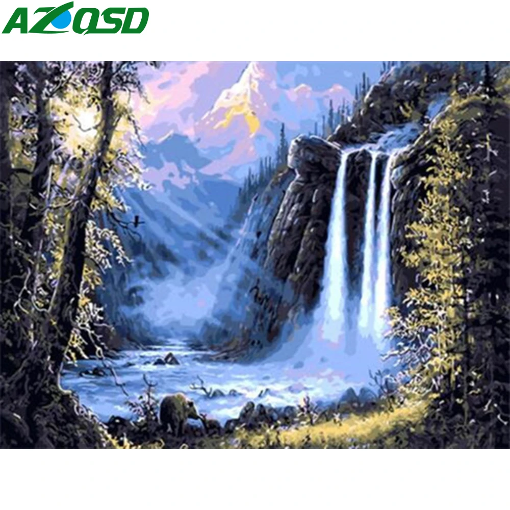 AZQSD DIY Краска по номерам водопад домашнее украшение краска холст краски ing наборы